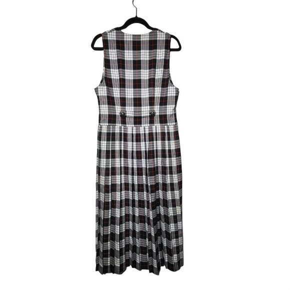 Vintage Susan Bristol Plaid Fringe Sleeveless Maxi Dress 8 Grunge Dark Academia - Picture 3 of 13